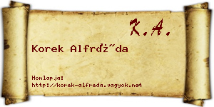 Korek Alfréda névjegykártya